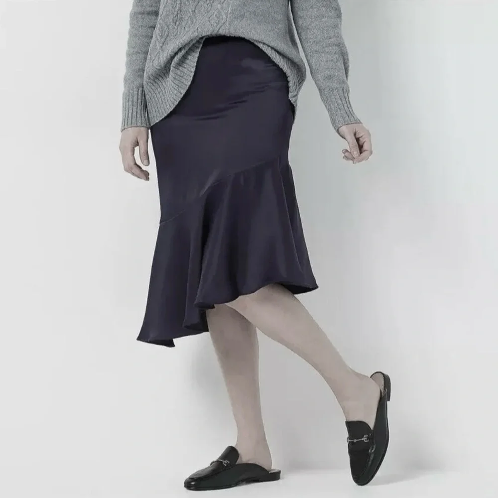 J JASON WU Matte Satin Asymmetrical Skirt, Black, size 1X